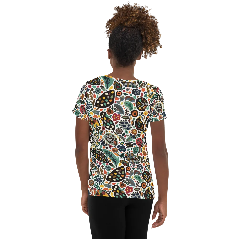 Folk Garden Mosaic on Women's Athletic T-Shirt — Back