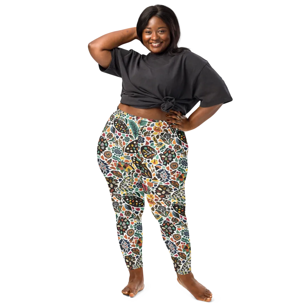 Folk Garden Mosaic on Leggings — Front