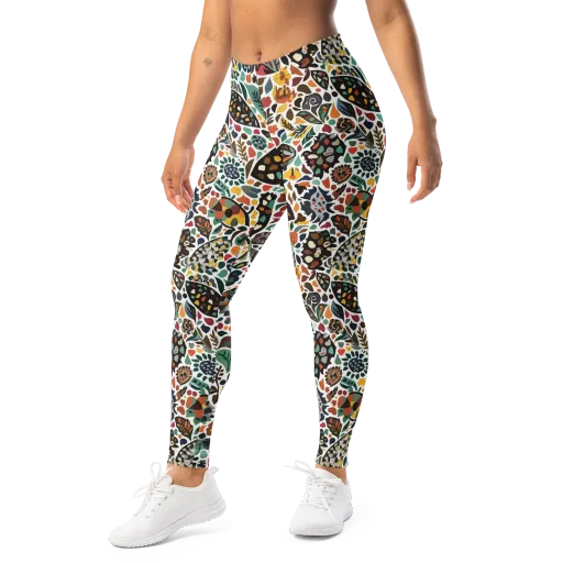 Folk Garden Mosaic on a Leggings