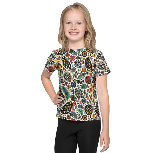 Folk Garden Mosaic on a Kids Crew Neck T-Shirt