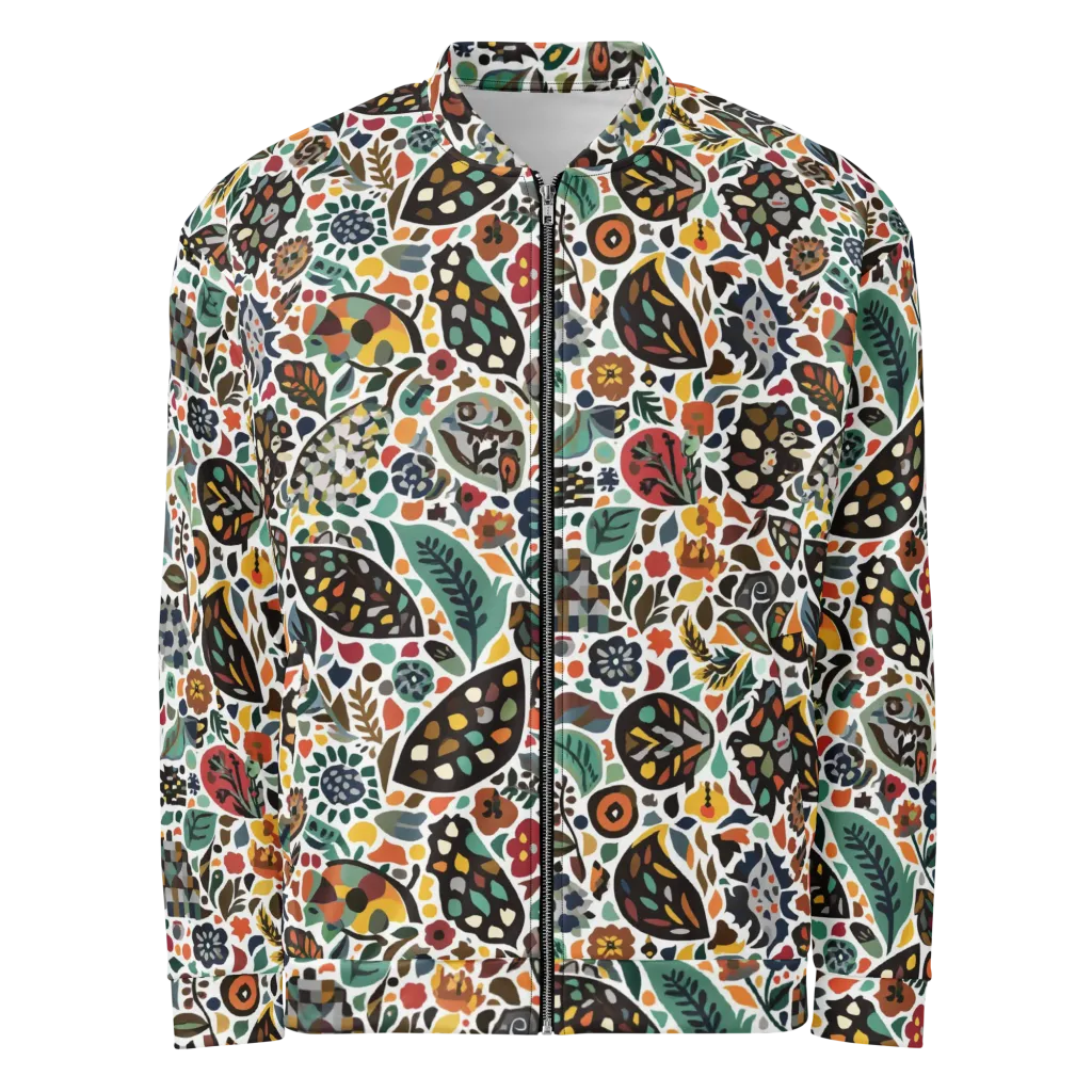 Folk Garden Mosaic on Bomber Jacket — Front