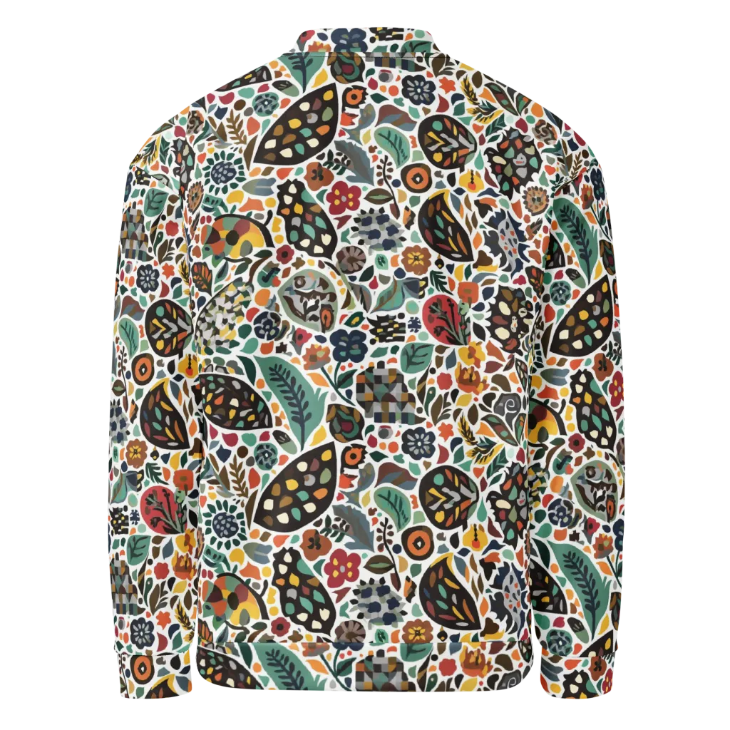 Folk Garden Mosaic on Bomber Jacket — Back