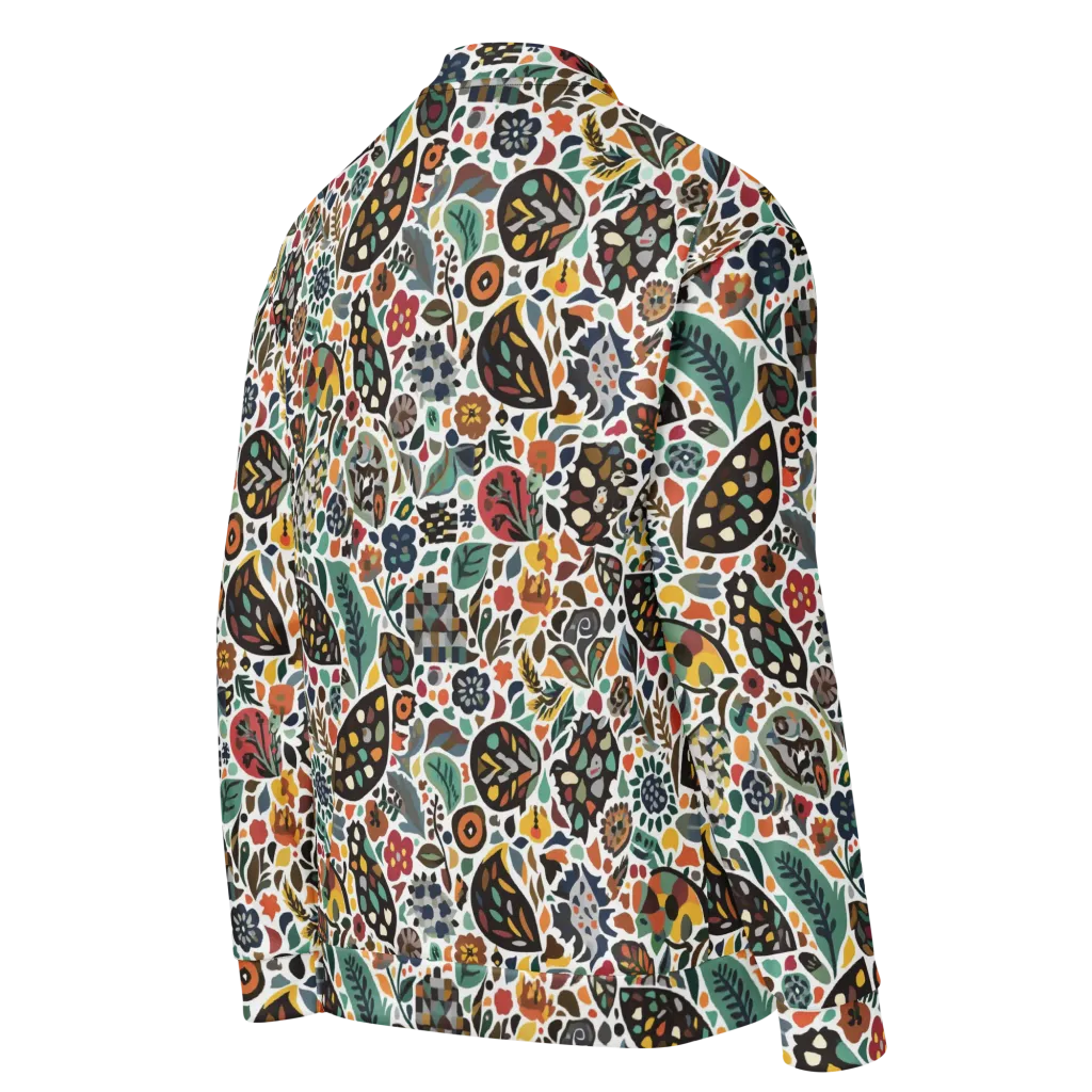 Folk Garden Mosaic on Bomber Jacket — Right Back