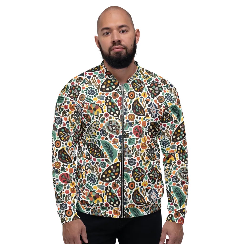 Folk Garden Mosaic on Bomber Jacket — Front