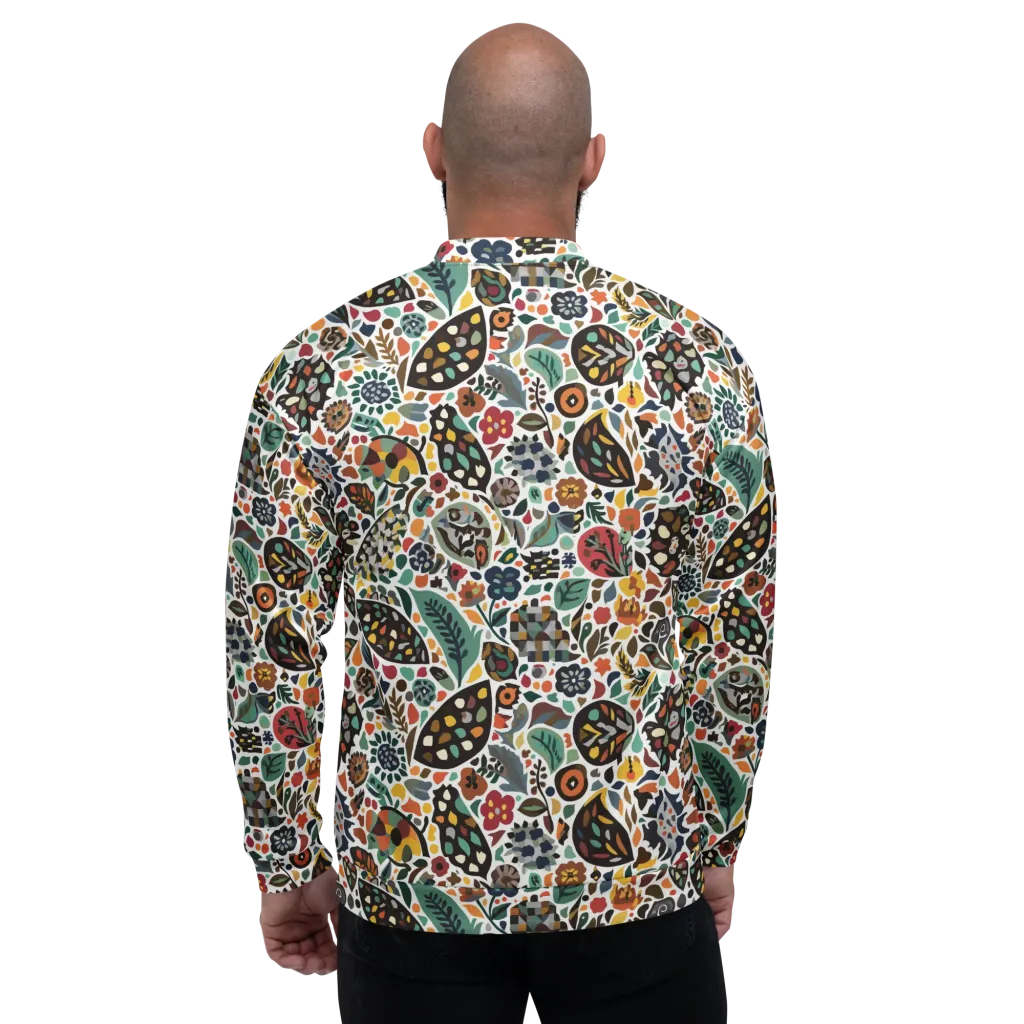 Folk Garden Mosaic on Bomber Jacket — Back