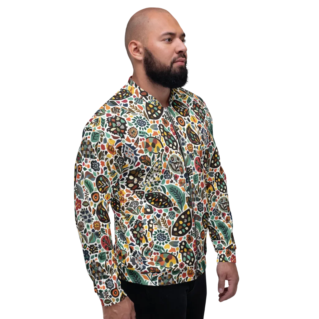 Folk Garden Mosaic on Bomber Jacket — Right