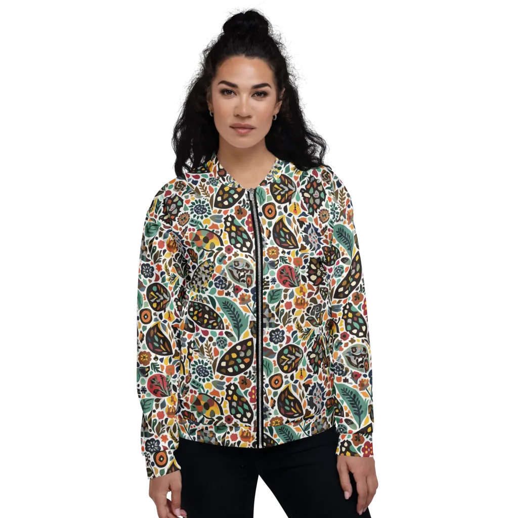 Folk Garden Mosaic on Bomber Jacket — Front