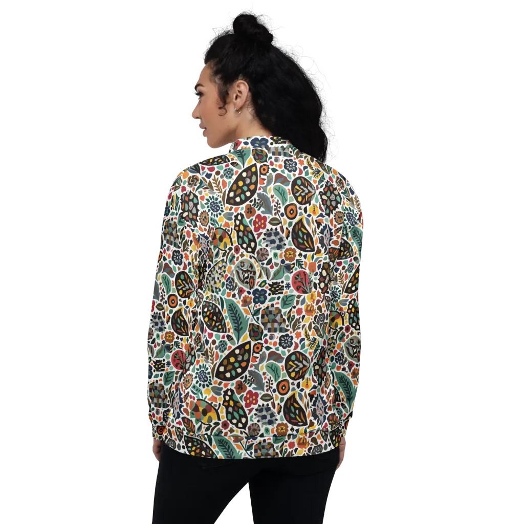 Folk Garden Mosaic on Bomber Jacket — Back