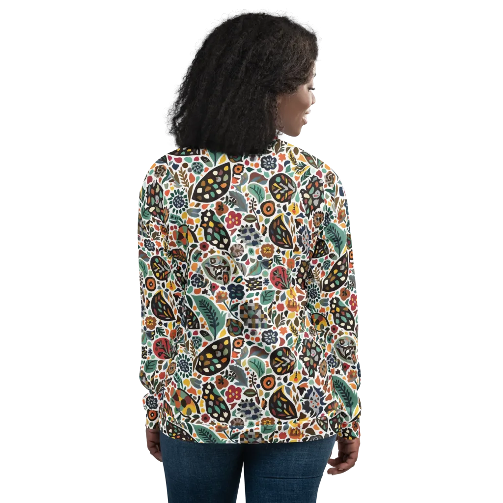Folk Garden Mosaic on Bomber Jacket — Back