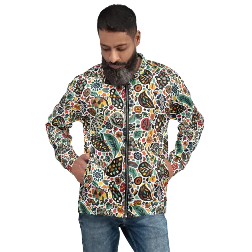 Folk Garden Mosaic on a Bomber Jacket
