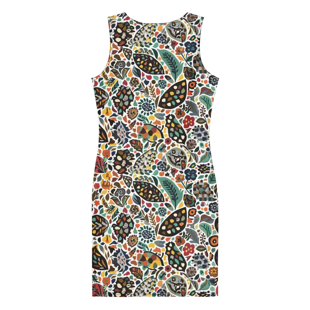 Folk Garden Mosaic on Bodycon Dress — Back