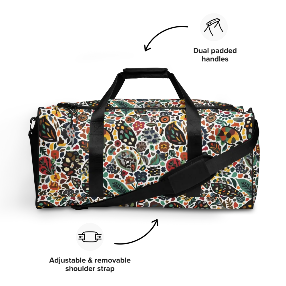 Folk Garden Mosaic on Duffle Bag — Front