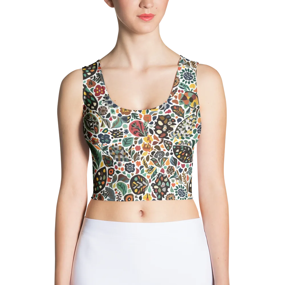 Folk Garden Mosaic on Crop Top — Front