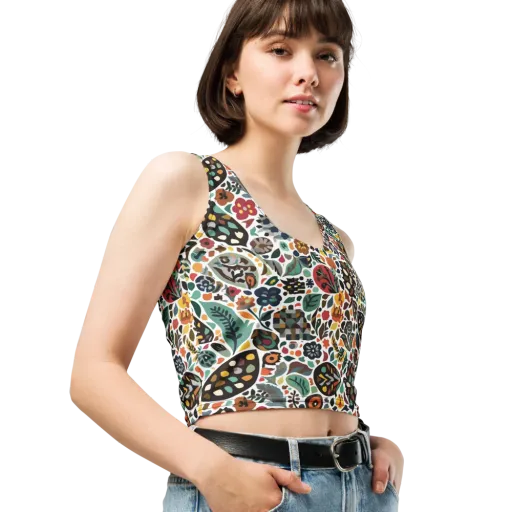 Folk Garden Mosaic on a Crop Top