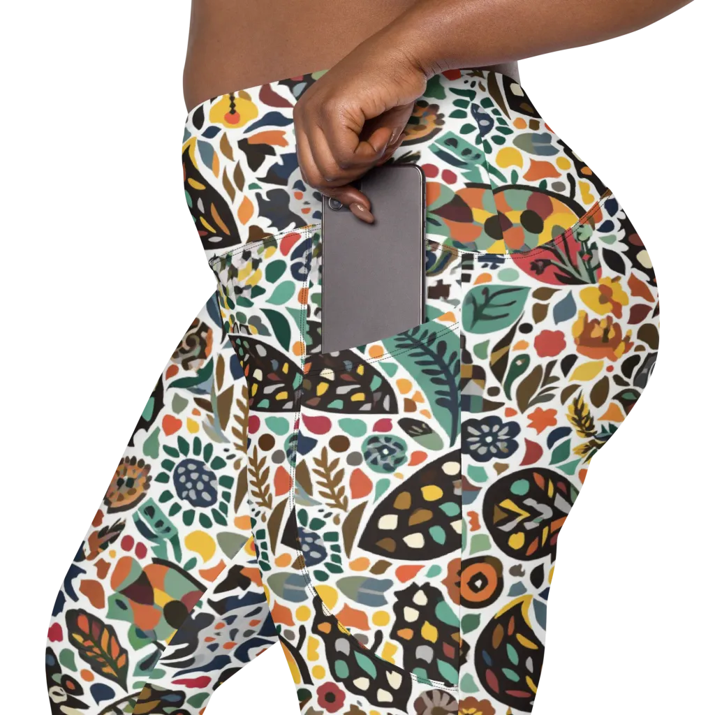 Folk Garden Mosaic on Leggings with Pockets — Product details 2