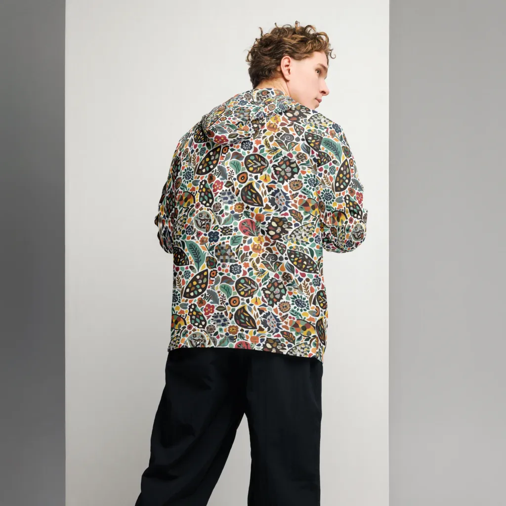 Folk Garden Mosaic on Men's Windbreaker — Back
