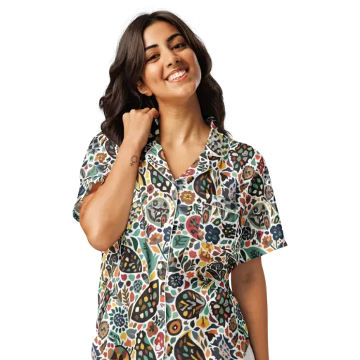 Folk Garden Mosaic on a Women's Short Sleeve Pajama Top