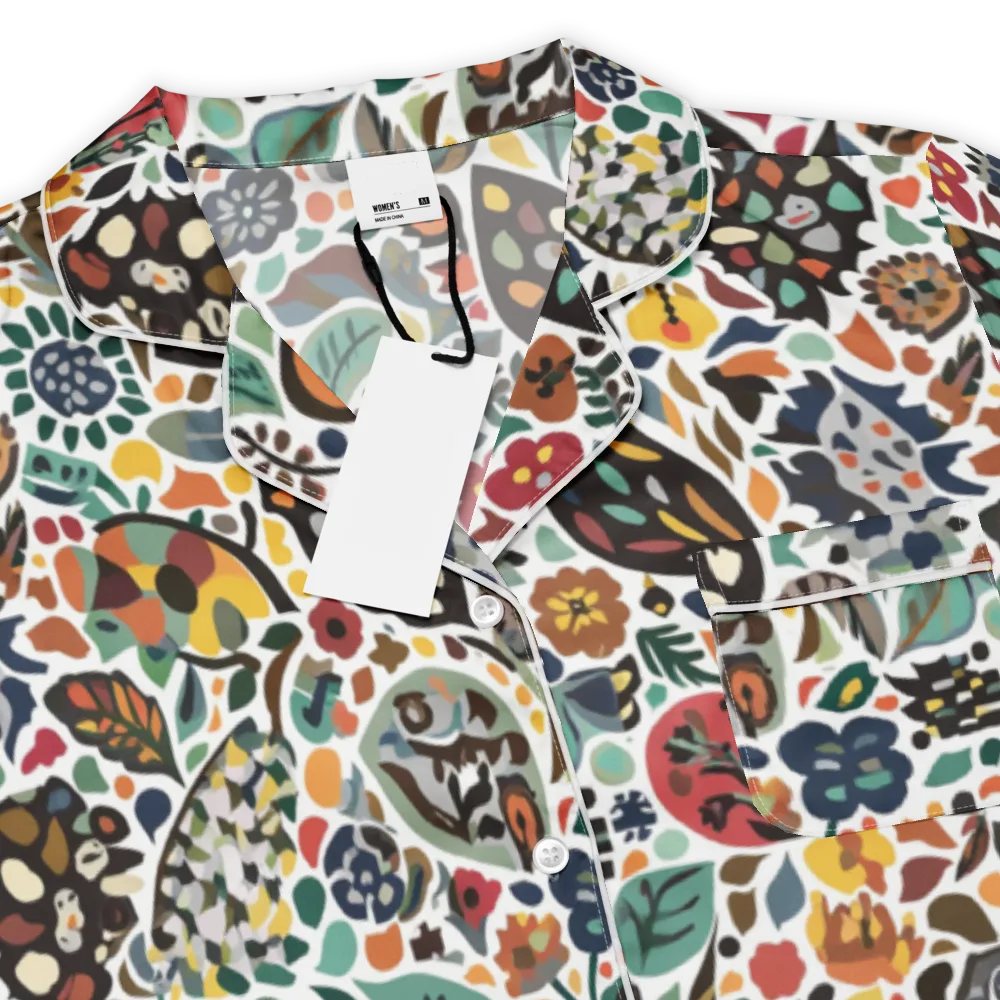 Folk Garden Mosaic on Women's Short Sleeve Pajama Top — Product details