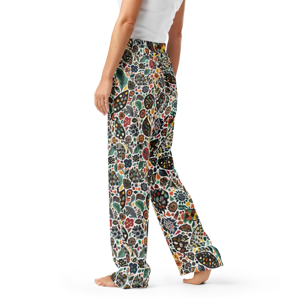 Folk Garden Mosaic on Women's Pajama Pants — Left