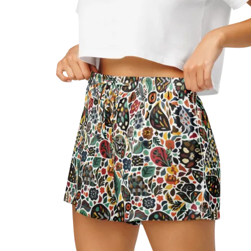 Folk Garden Mosaic on a Women's Pajama Shorts