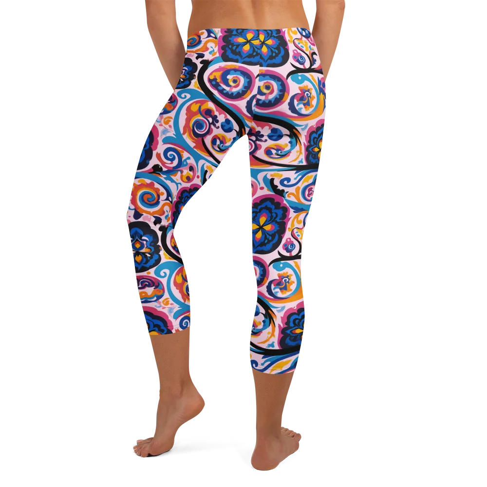 Carnival Paisley on Capri Leggings — Back