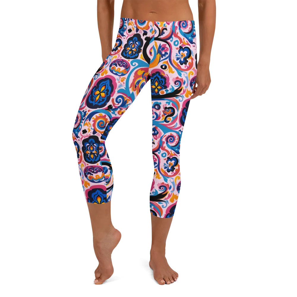 Carnival Paisley on Capri Leggings — Front