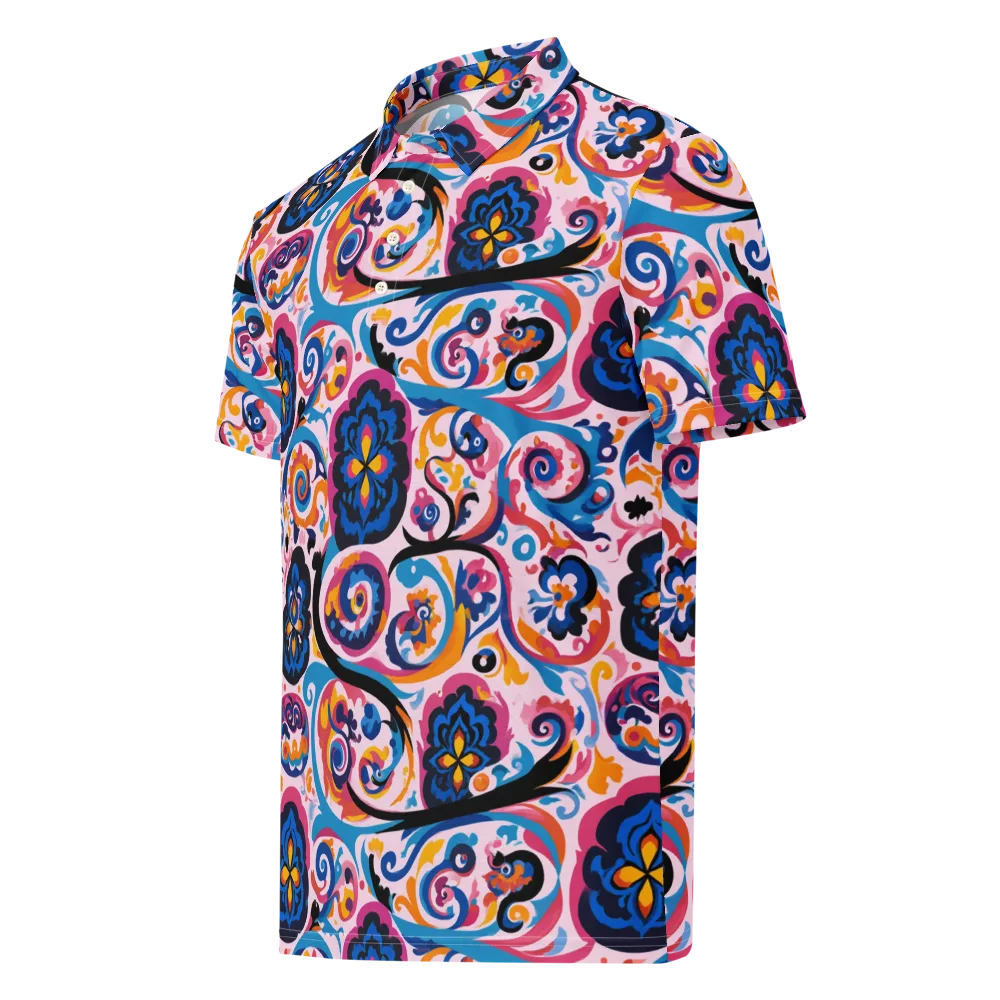 Carnival Paisley on Men's Slim Fit Polo Shirt — Left Front