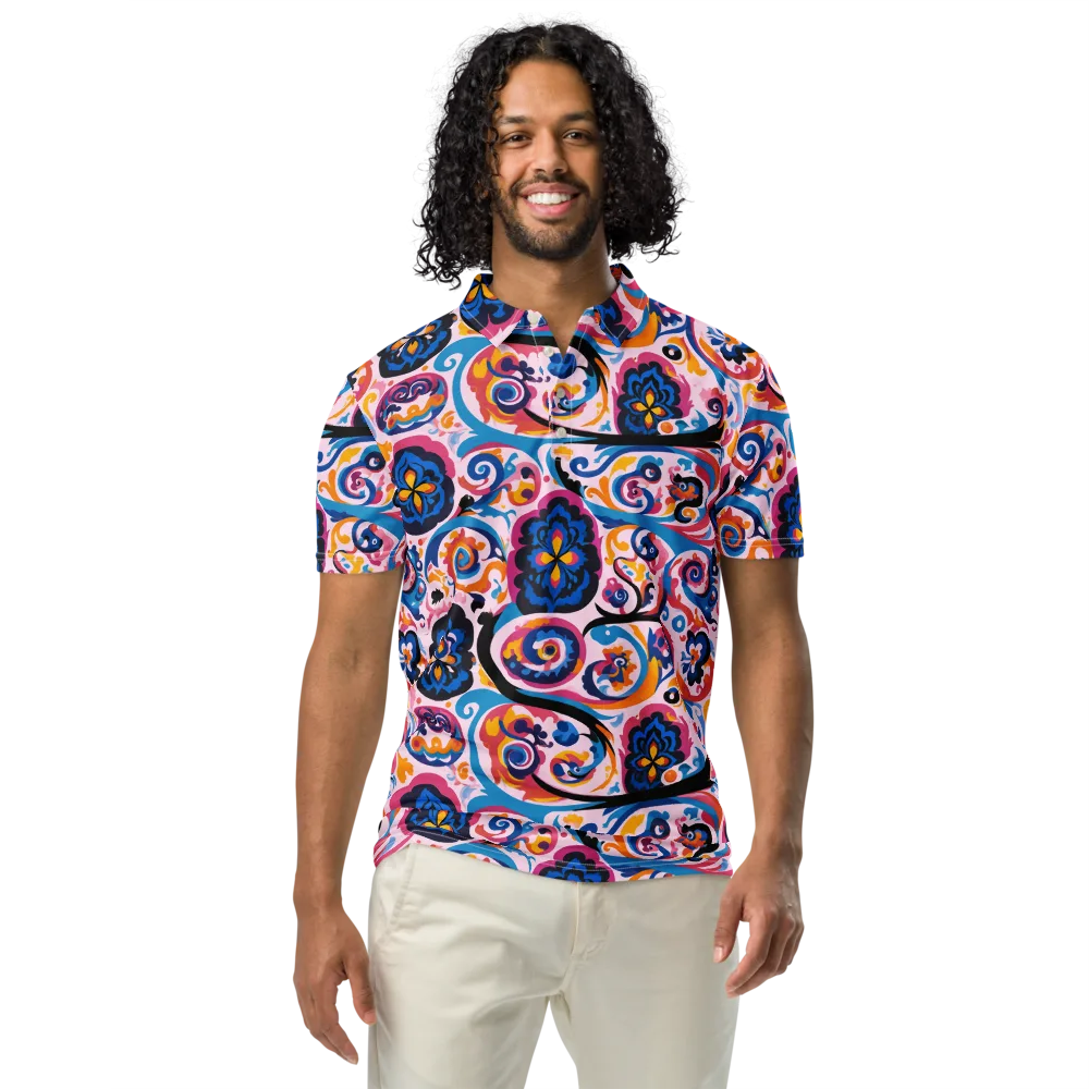 Carnival Paisley on Men's Slim Fit Polo Shirt — Front
