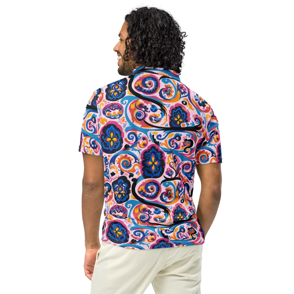 Carnival Paisley on Men's Slim Fit Polo Shirt — Back
