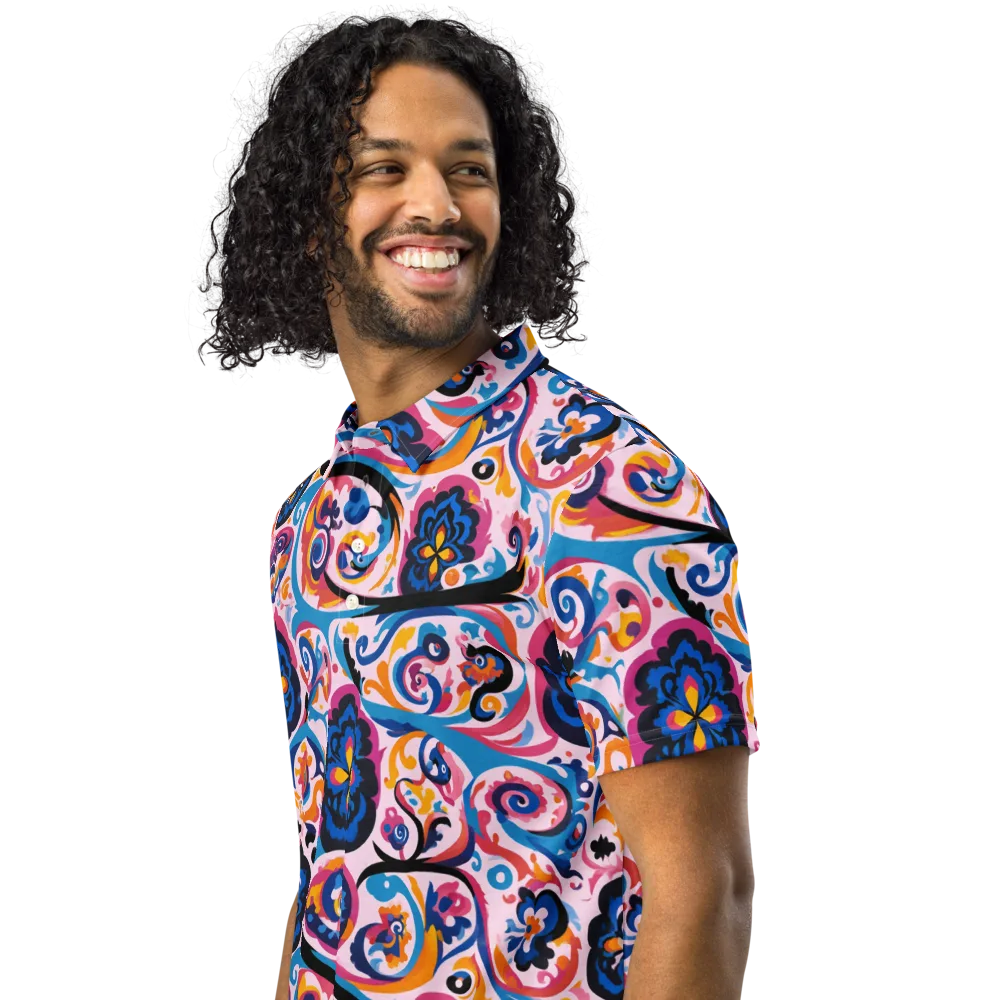 Carnival Paisley on Men's Slim Fit Polo Shirt — Left Front