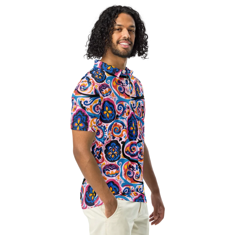Carnival Paisley on Men's Slim Fit Polo Shirt — Right Front