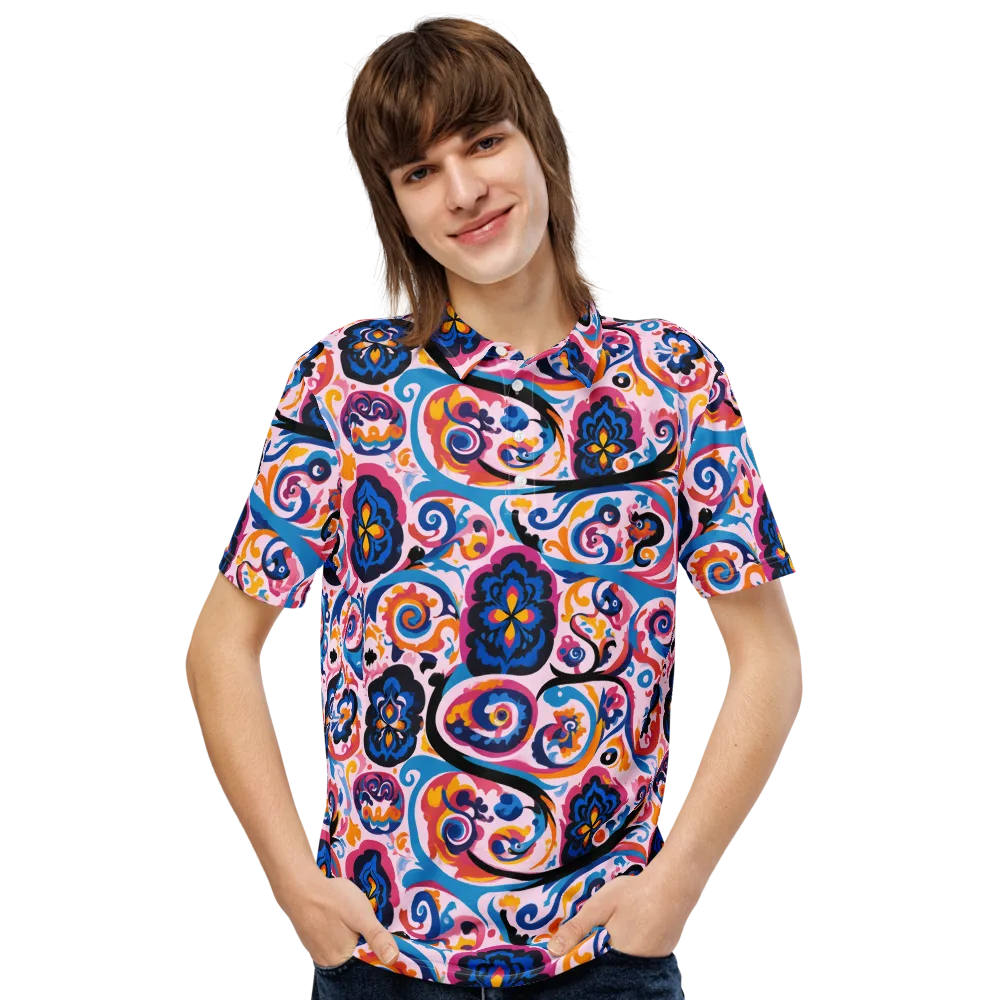 Carnival Paisley on Men's Slim Fit Polo Shirt — Front
