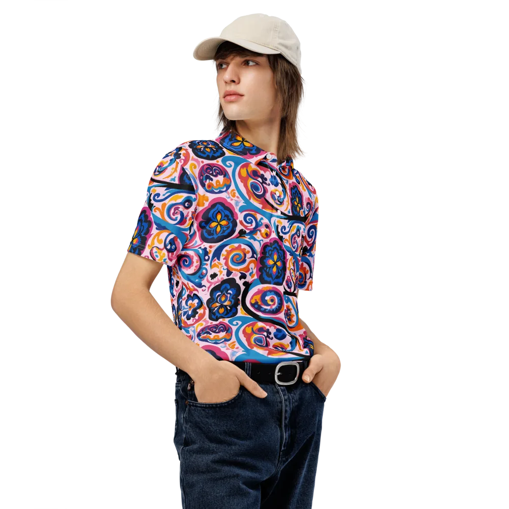 Carnival Paisley on Men's Slim Fit Polo Shirt — Right Front
