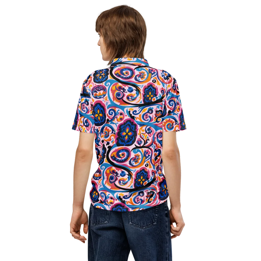 Carnival Paisley on Men's Slim Fit Polo Shirt — Back