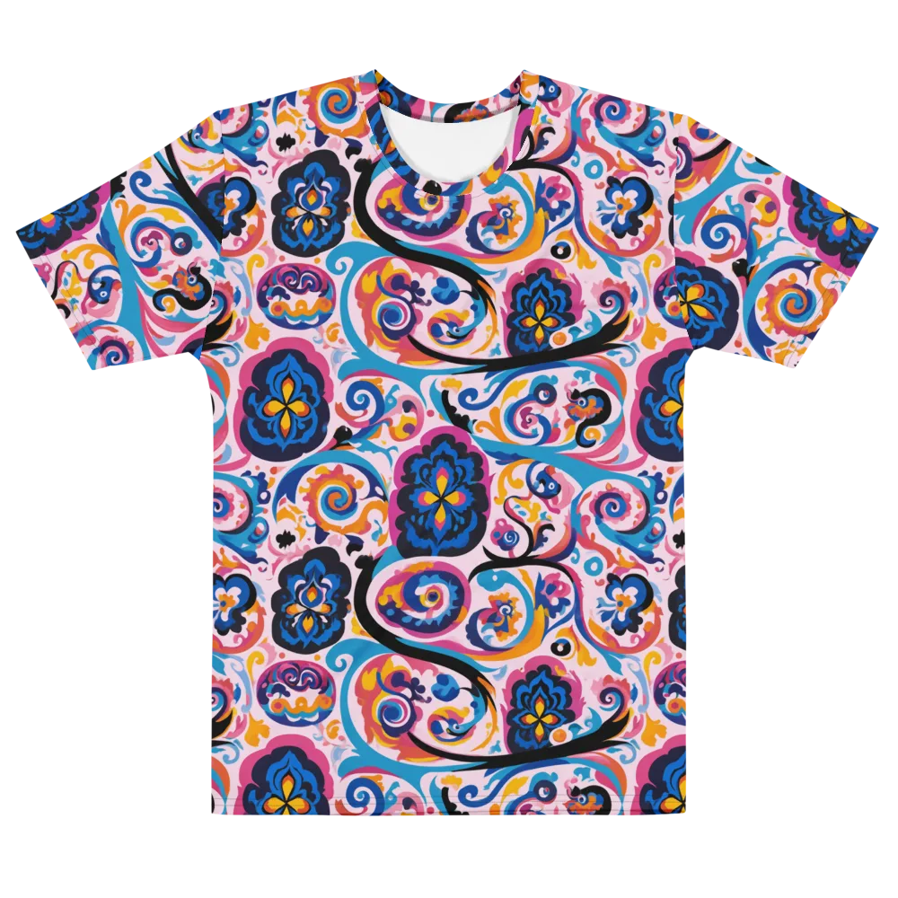 Carnival Paisley on Men's Cotton Crew Neck T-Shirt — Front