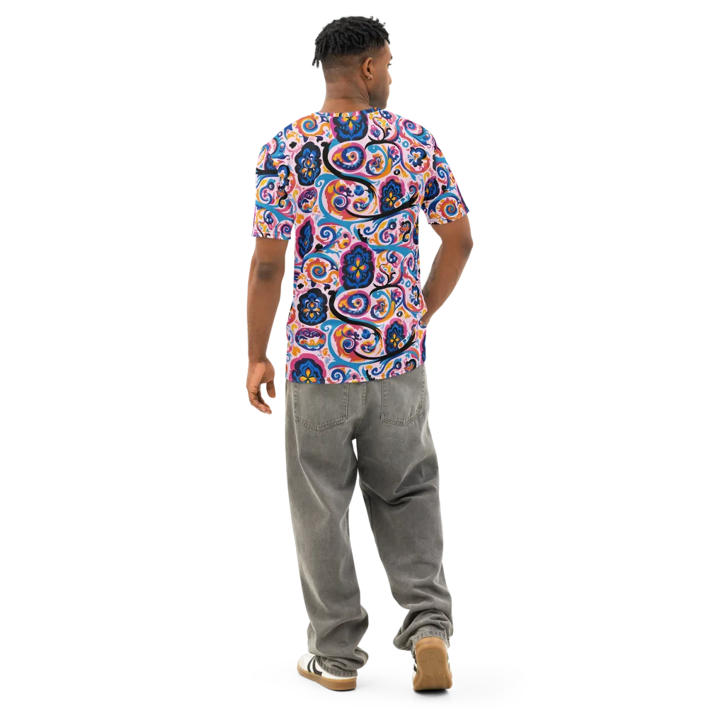 Carnival Paisley on Men's Cotton Crew Neck T-Shirt — Back