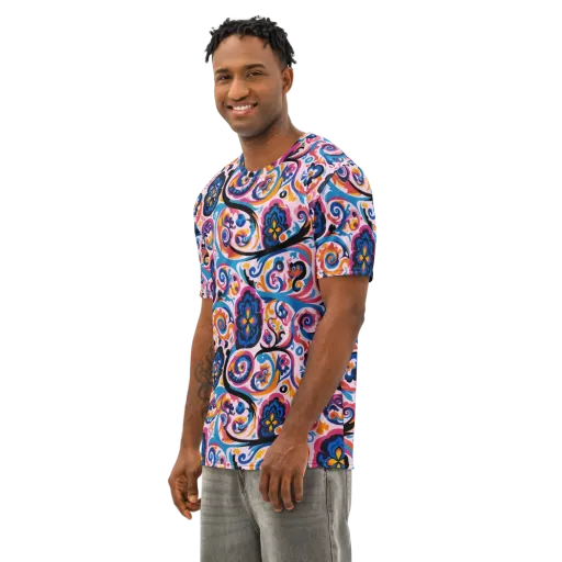 Carnival Paisley on a Men's Cotton Crew Neck T-Shirt
