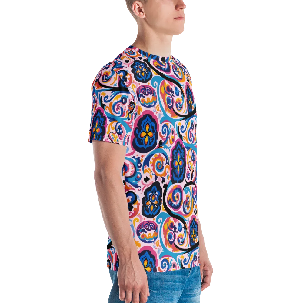 Carnival Paisley on Men's Crew Neck T-Shirt — Right