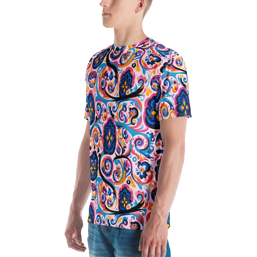 Carnival Paisley on Men's Crew Neck T-Shirt — Left