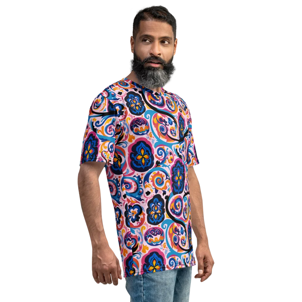 Carnival Paisley on Men's Crew Neck T-Shirt — Right