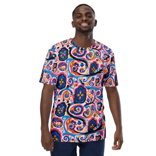 Carnival Paisley on a Men's Crew Neck T-Shirt