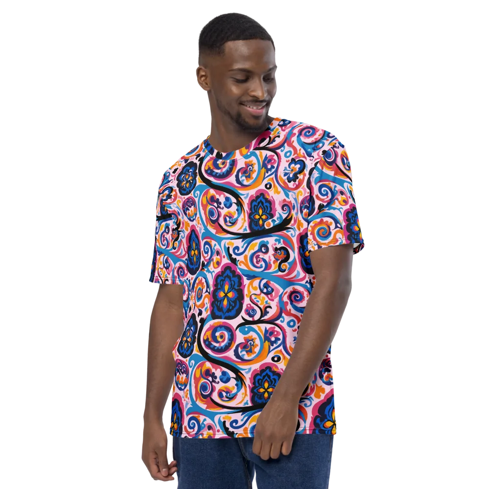 Carnival Paisley on Men's Crew Neck T-Shirt — Left