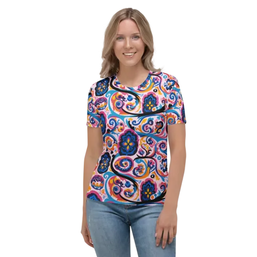 Carnival Paisley on a Women's Crew Neck T-Shirt