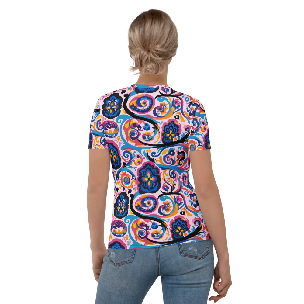 Carnival Paisley on Women's Crew Neck T-Shirt — Back