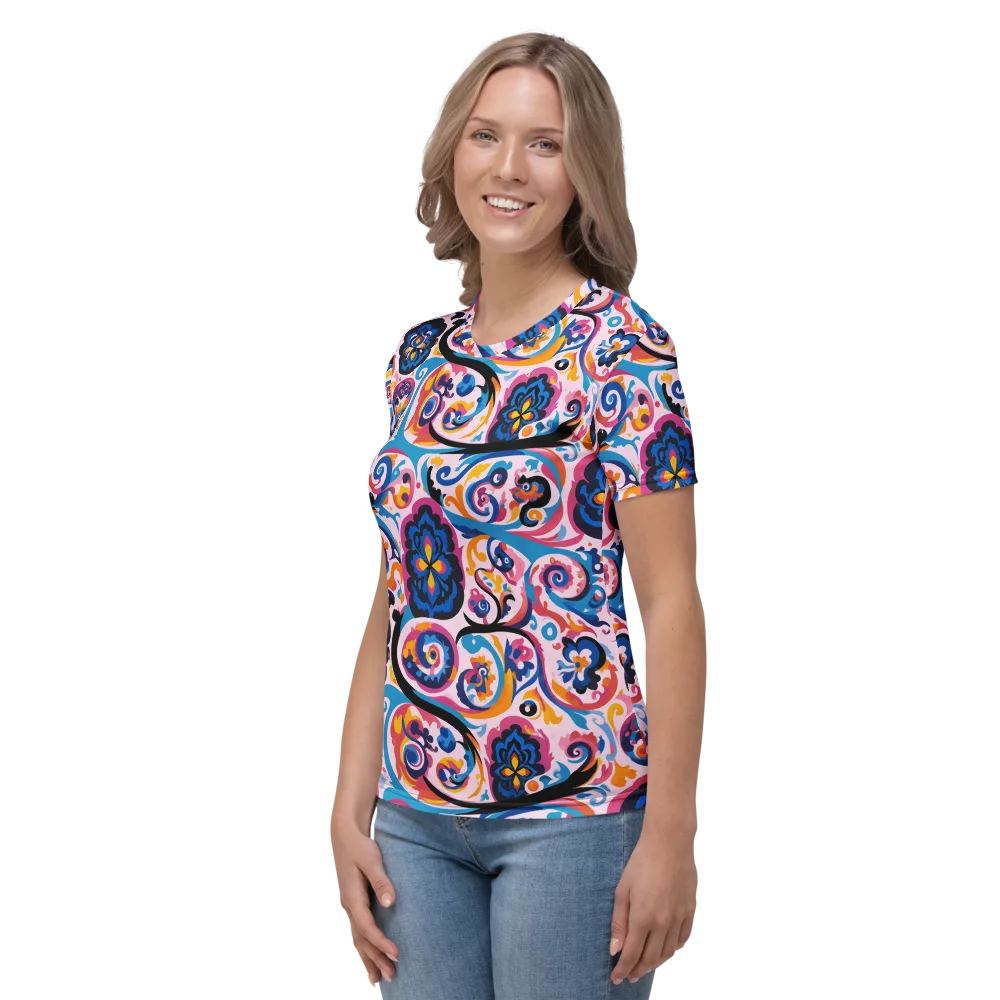 Carnival Paisley on Women's Crew Neck T-Shirt — Left
