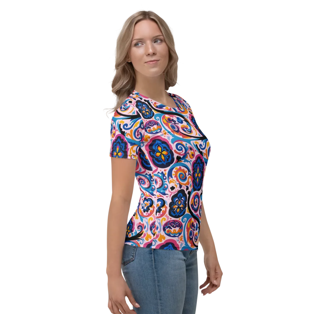 Carnival Paisley on Women's Crew Neck T-Shirt — Right