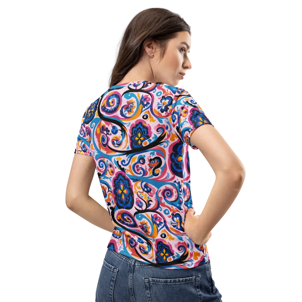 Carnival Paisley on Women's Crew Neck T-Shirt — Back