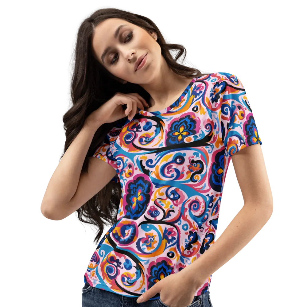 Carnival Paisley on Women's Crew Neck T-Shirt — Left Front