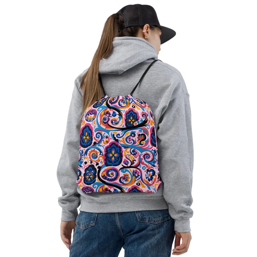 Carnival Paisley on Drawstring Bag — Front