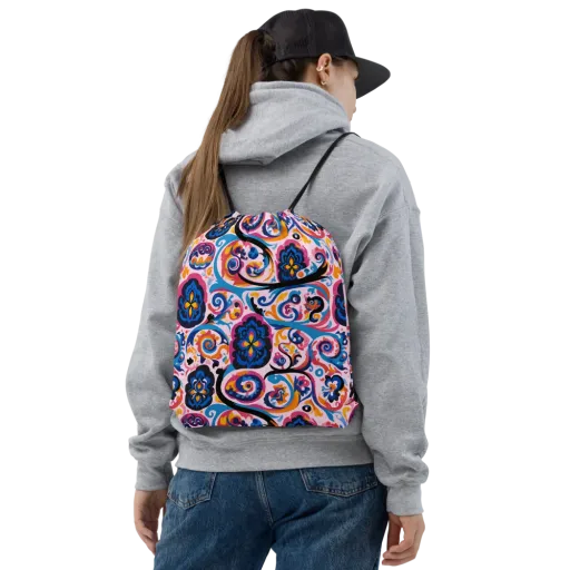 Carnival Paisley on a Drawstring Bag
